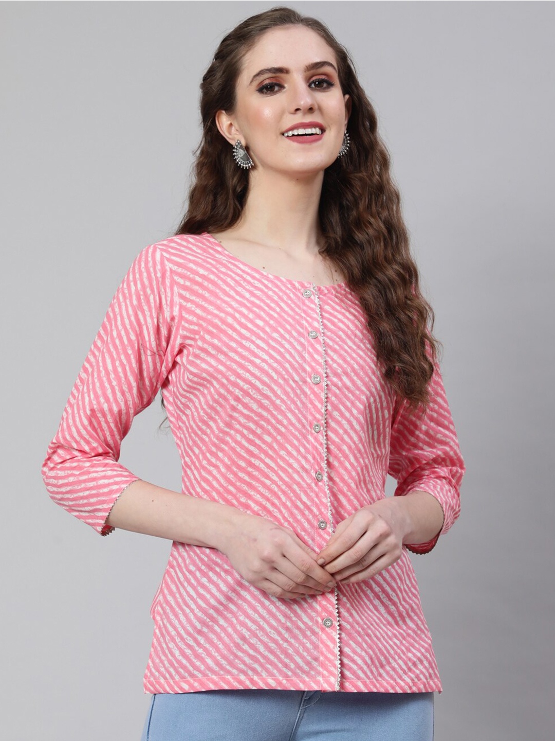 

THE NKS PLUS Striped Pure Cotton Top, Pink