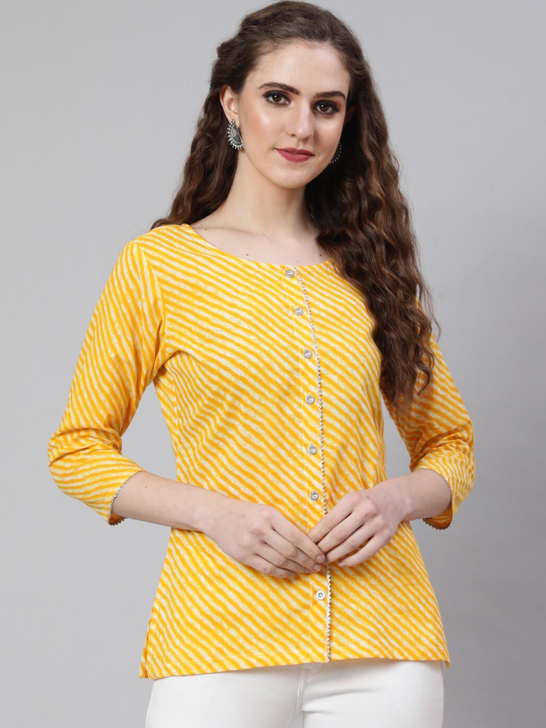 

THE NKS PLUS Striped Pure Cotton Top, Yellow