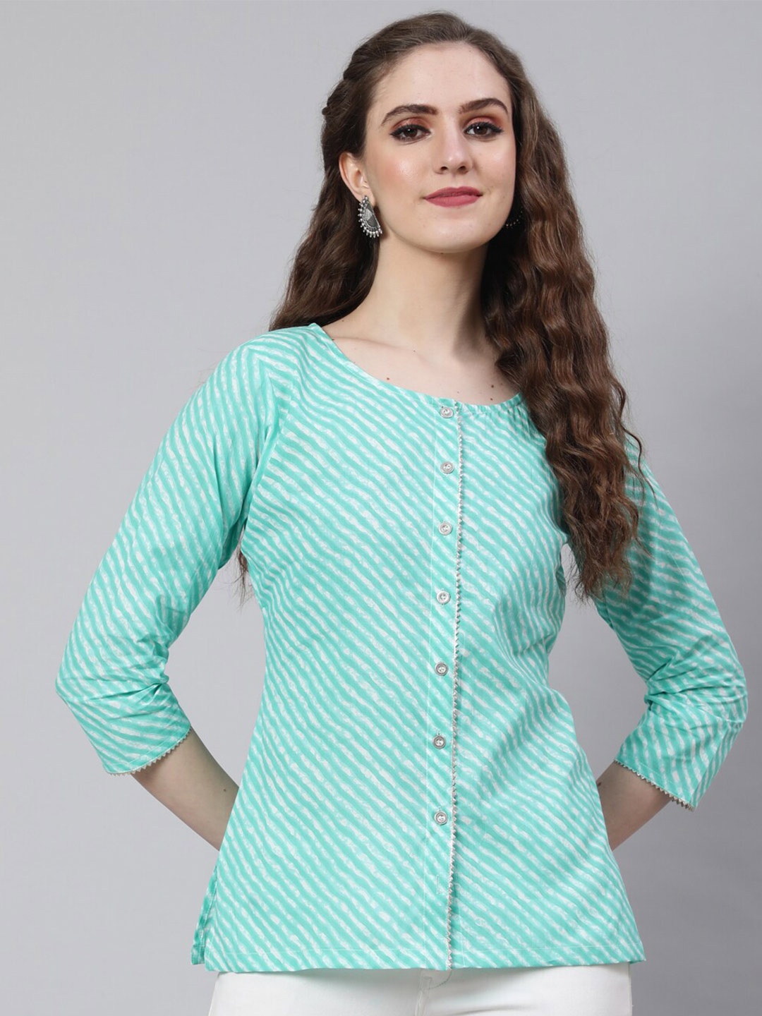 

THE NKS PLUS Striped Pure Cotton Top, Green