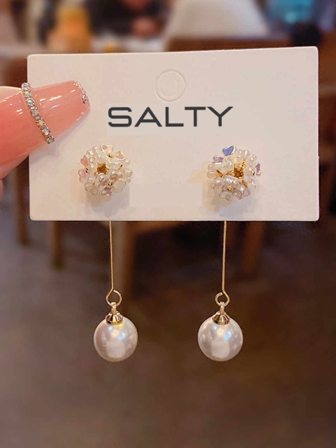 

SALTY Gold-Plated Pearl Contemporary Drop Earrings