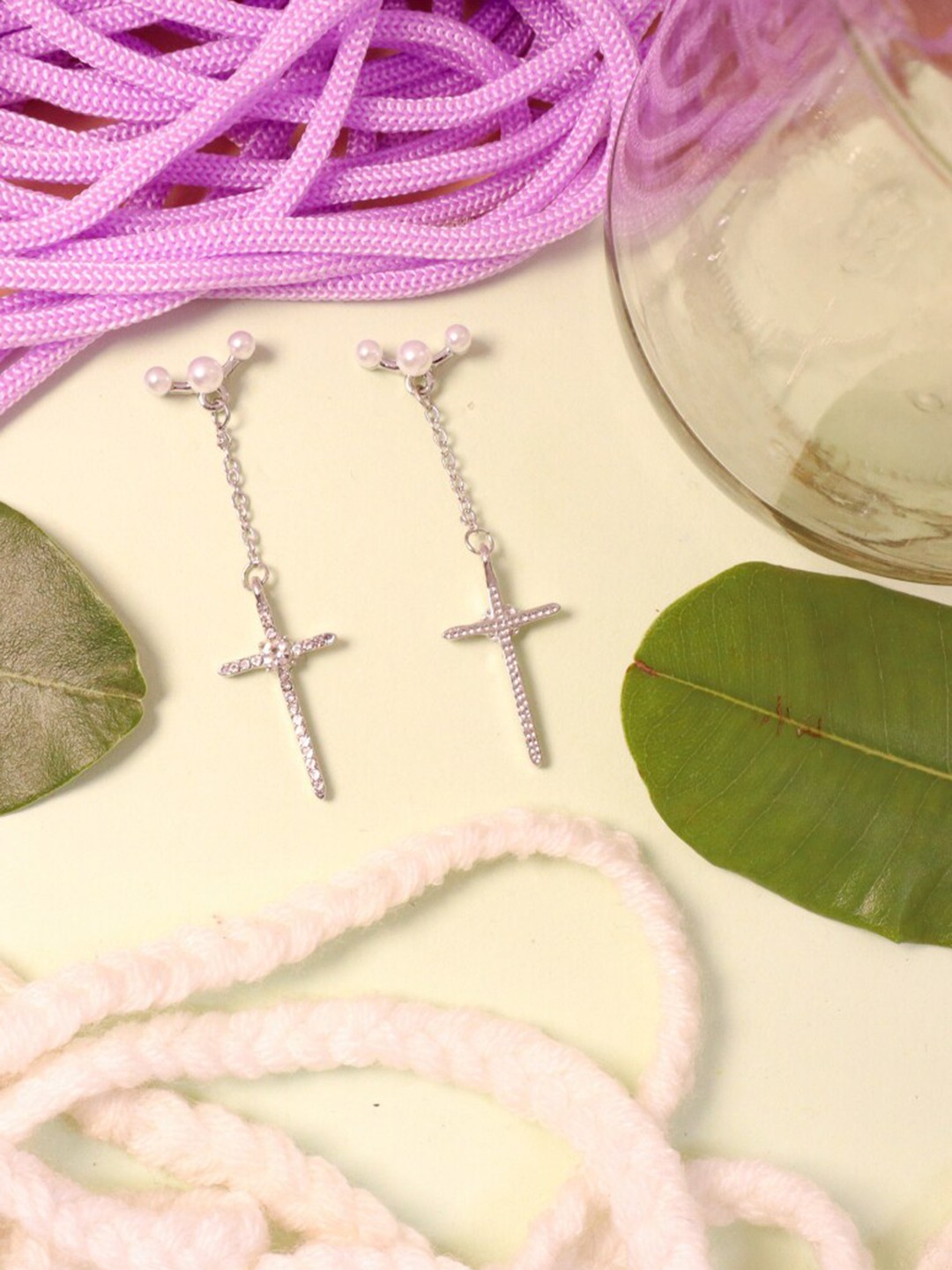 

SALTY Silver-Plated Contemporary Drop Earrings