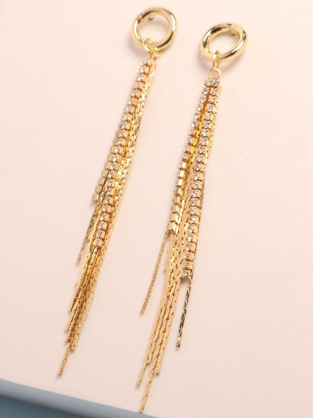 

SALTY Copper-Plated Studded Contemporary Drop Earrings