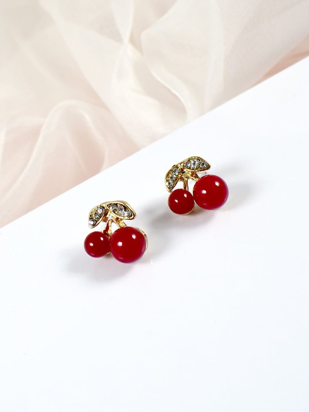 

SALTY Contemporary Studs Earrings, Red