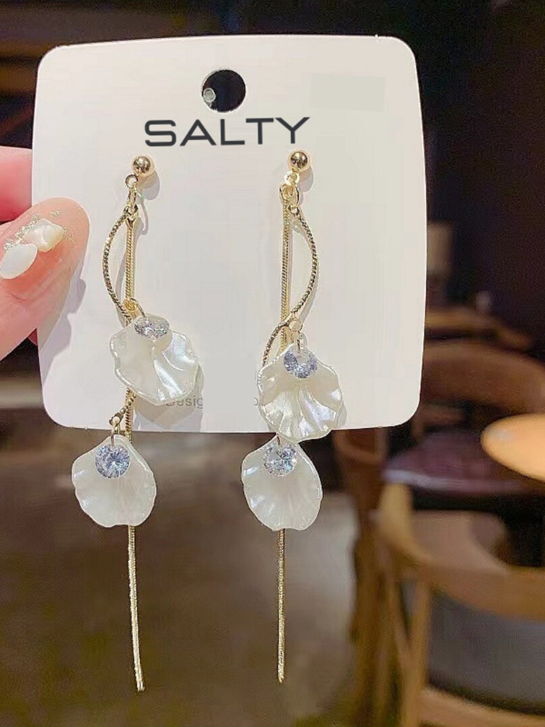 

SALTY Contemporary Drop Earrings, White