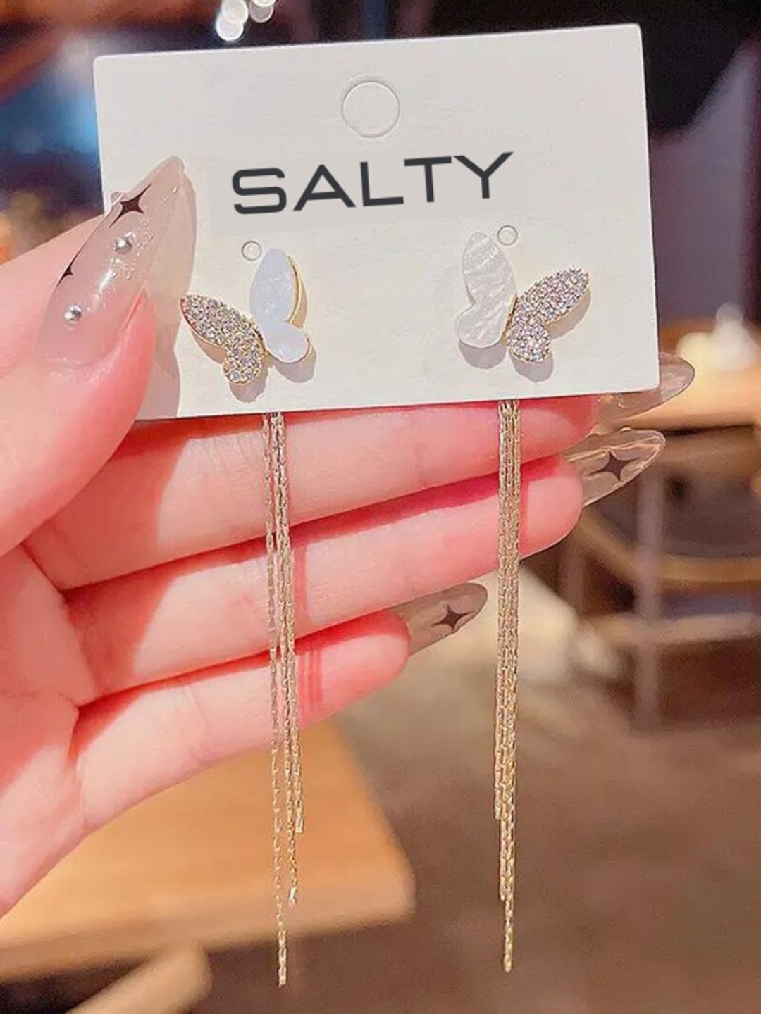 

SALTY Anti-Tarnish Contemporary Drop Earrings, Gold