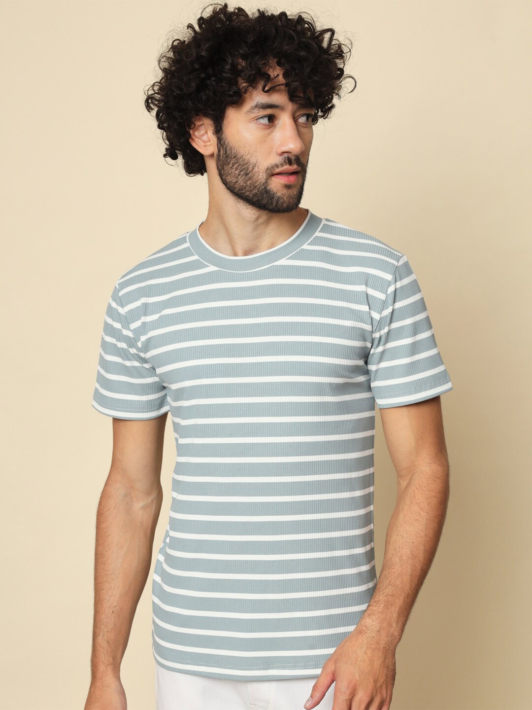 

BAESD Striped Round Neck Dri-FIT T-shirt, Blue