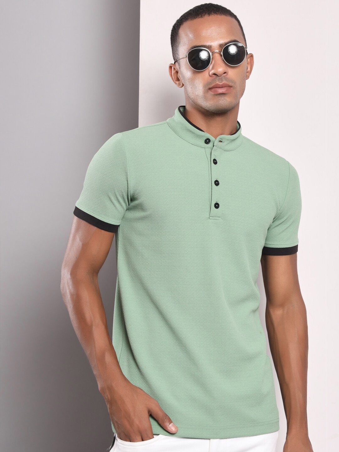 

BAESD Mandarin Collar Dri-FIT T-shirt, Green