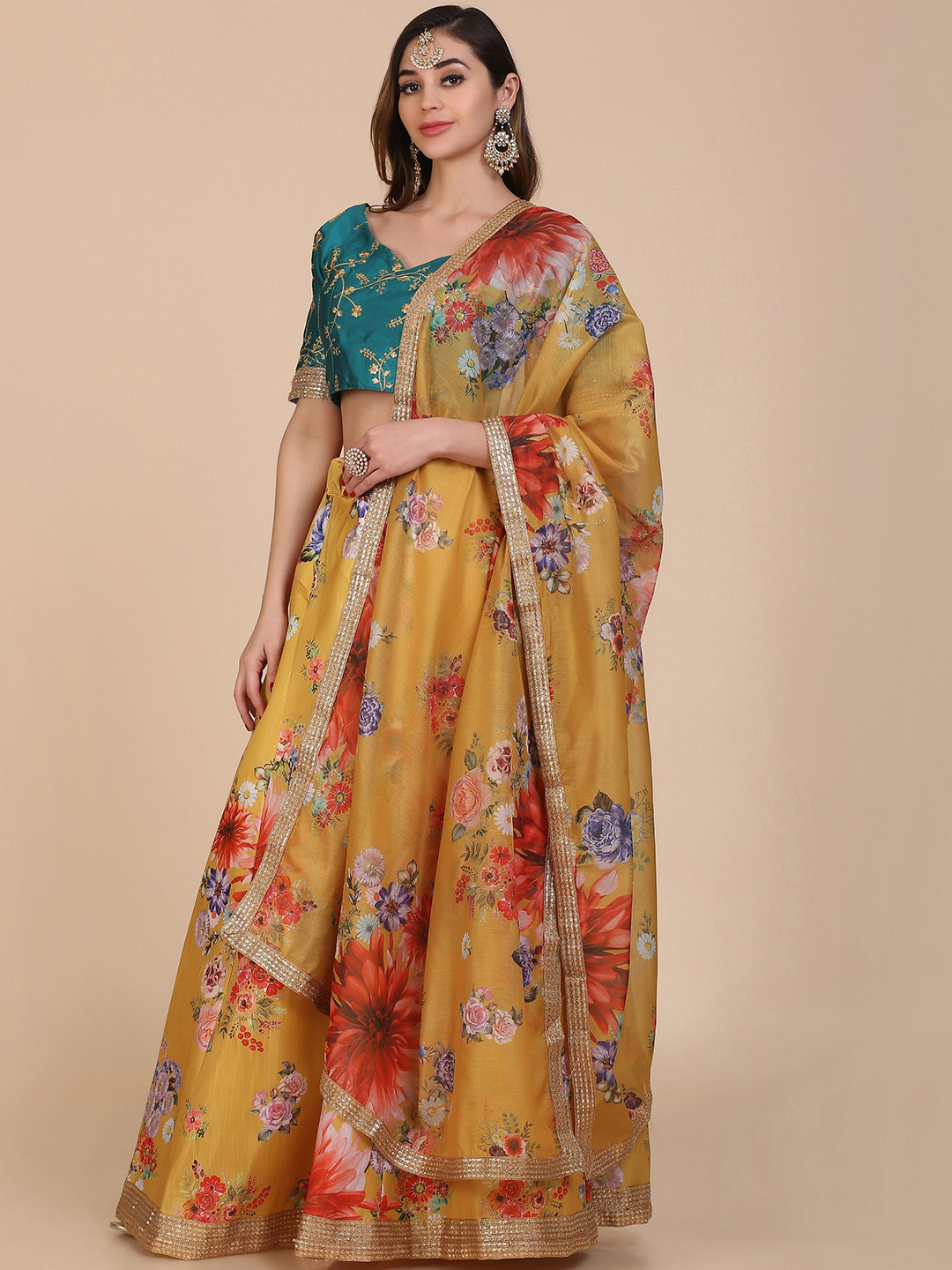 

Warthy Ent Embroidered Sequinned Semi-Stitched Lehenga & Unstitched Blouse With Dupatta, Yellow