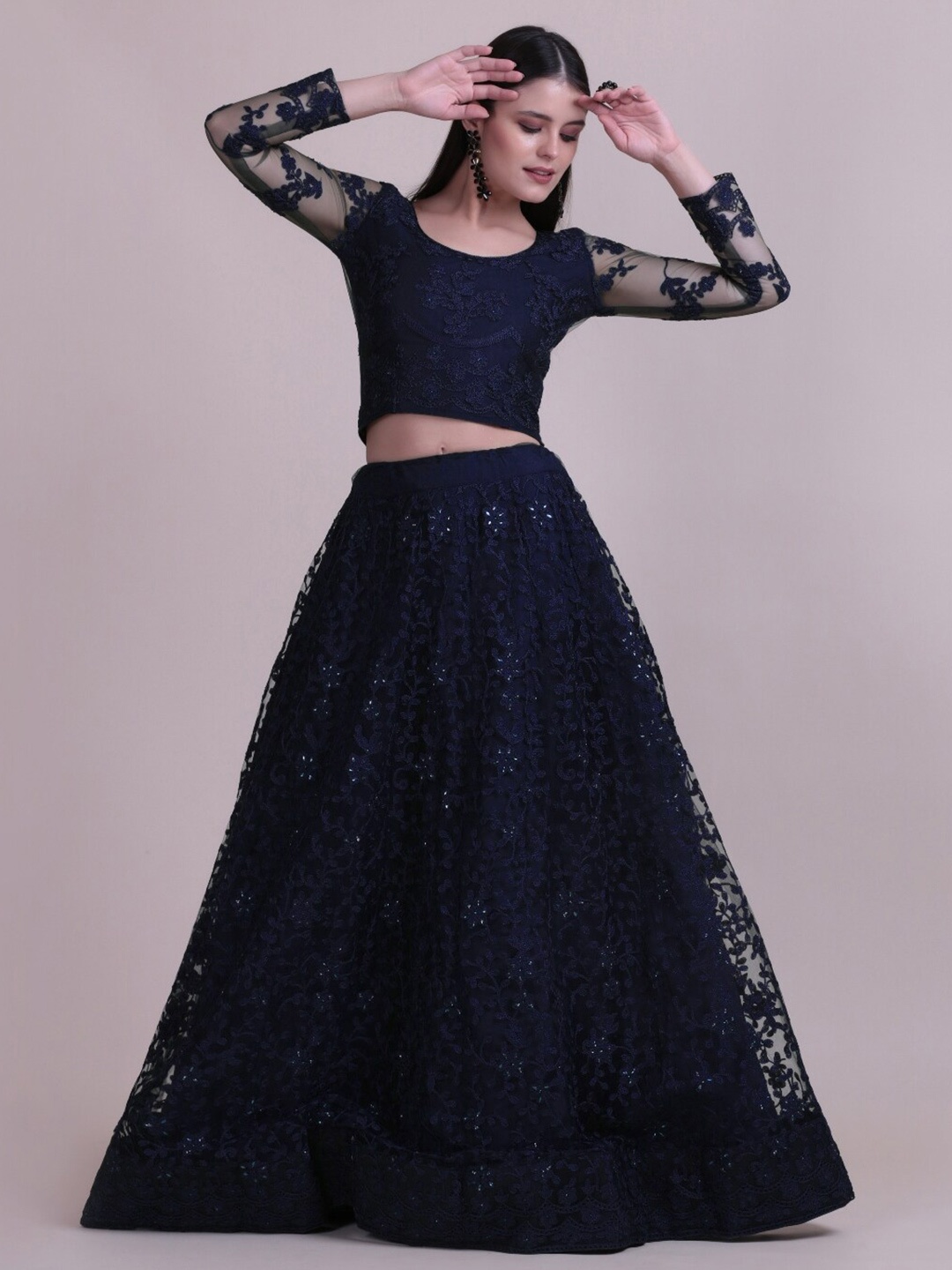 

Warthy Ent Embroidered Semi-Stitched Lehenga & Unstitched Blouse With Dupatta, Blue