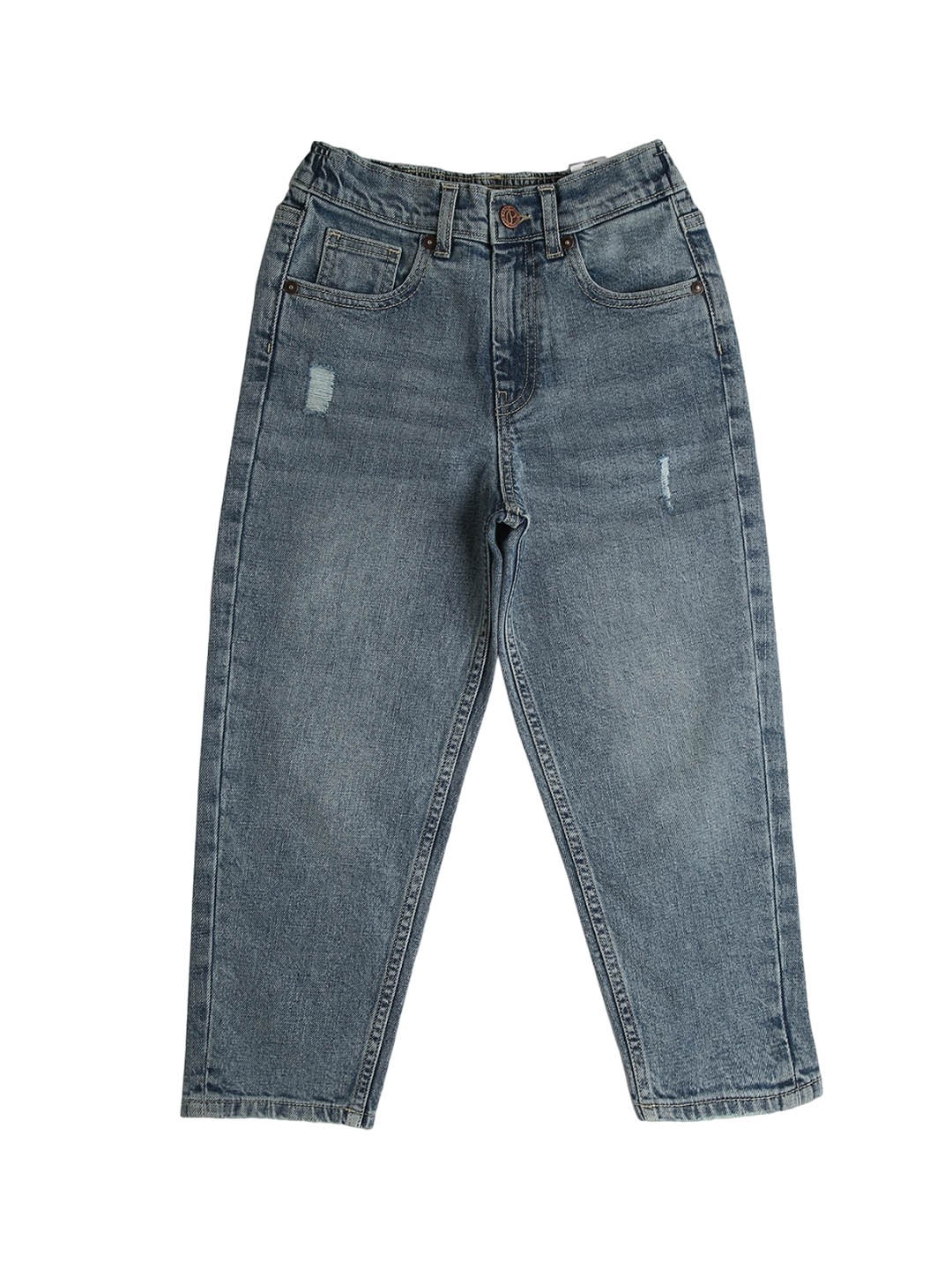 

Pepe Jeans Girls High-Rise Low Distress Light Fade Stretchable Jeans, Blue
