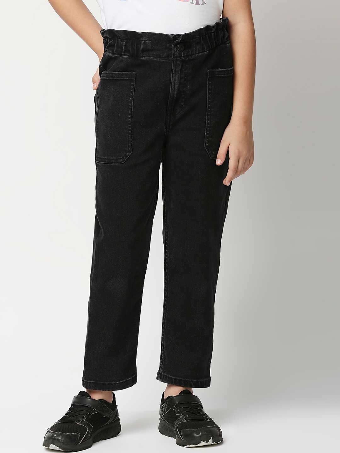 

Pepe Jeans Girls High-Rise Clean Look Stretchable Mom Jeans, Blue