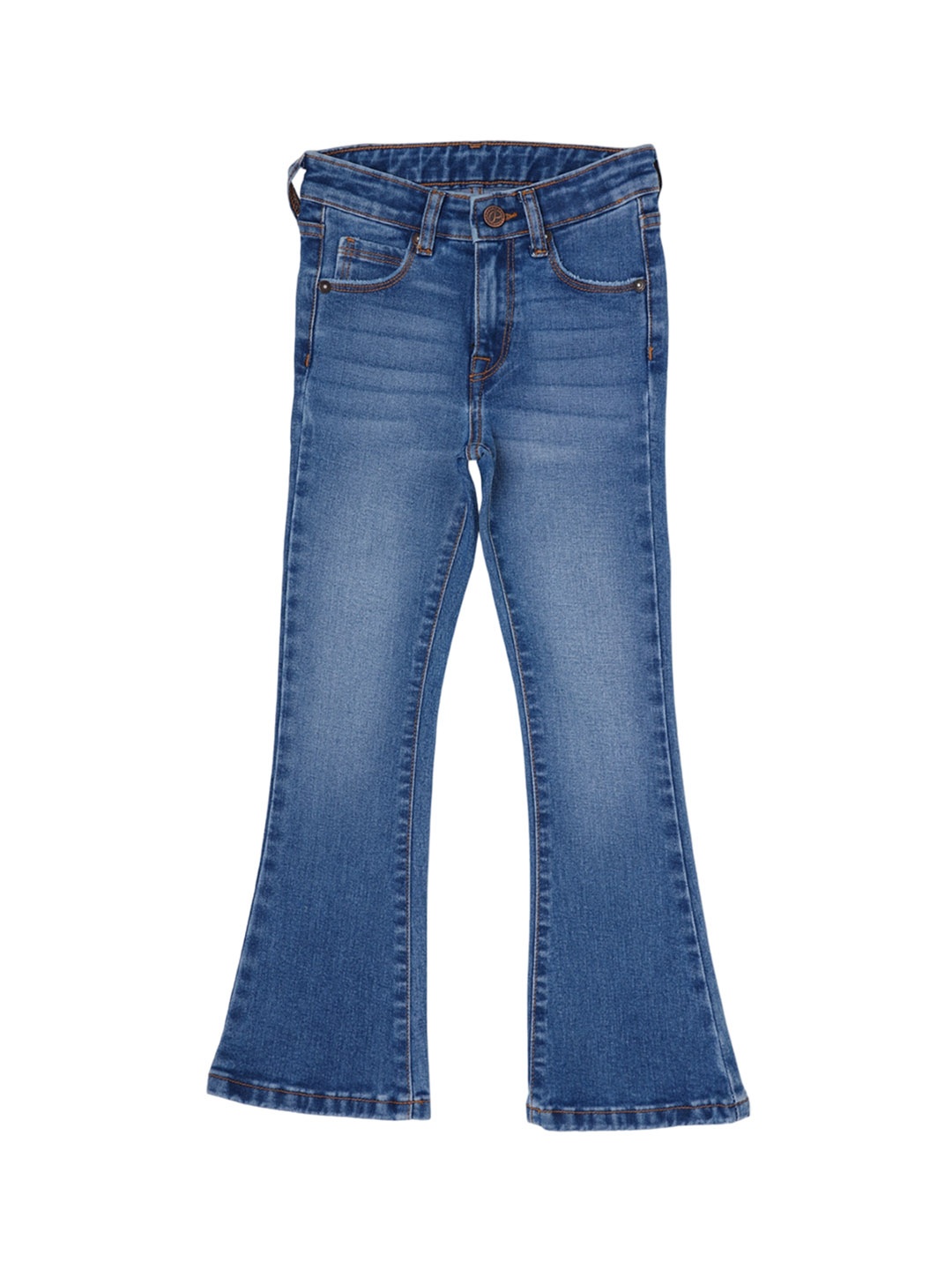 

Pepe Jeans Girls High-Rise Heavy Fade Stretchable Bootcut Jeans, Blue