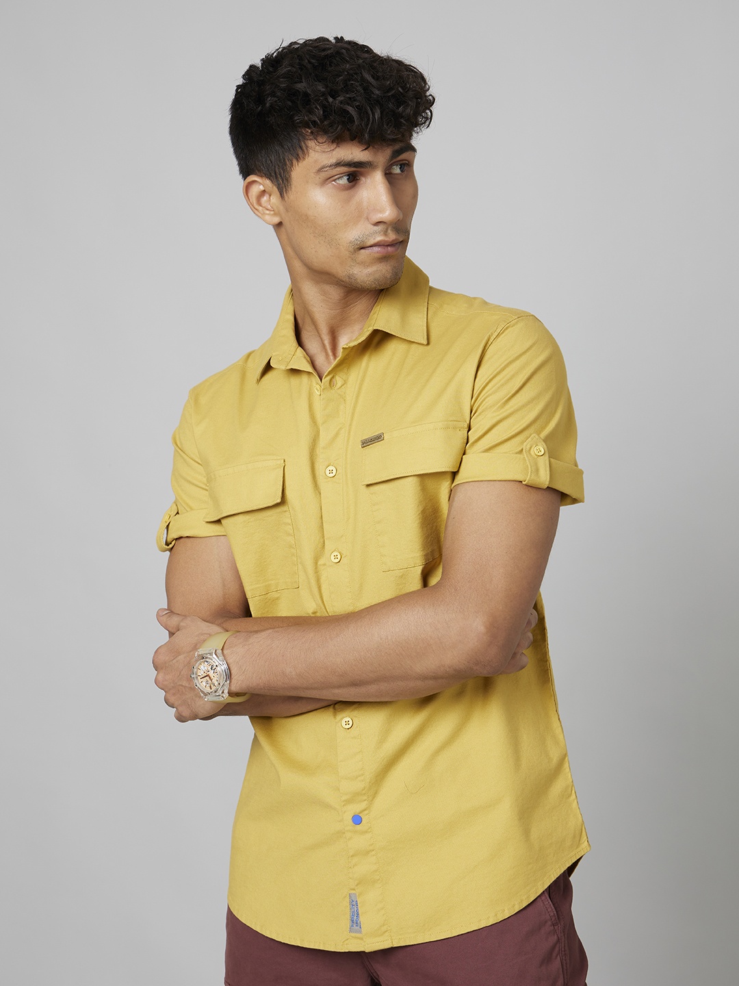 

FORCE IX Slim Fit Casual Shirt, Yellow