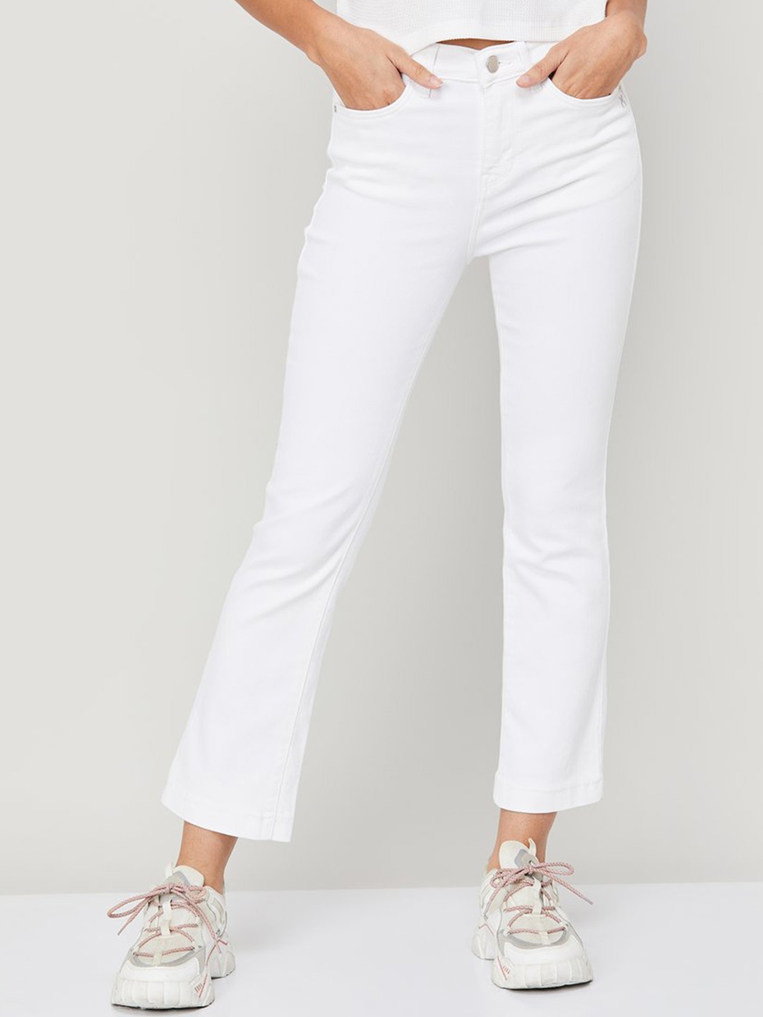 

Xpose Women Comfort Bootcut High-Rise Stretchable Jeans, White