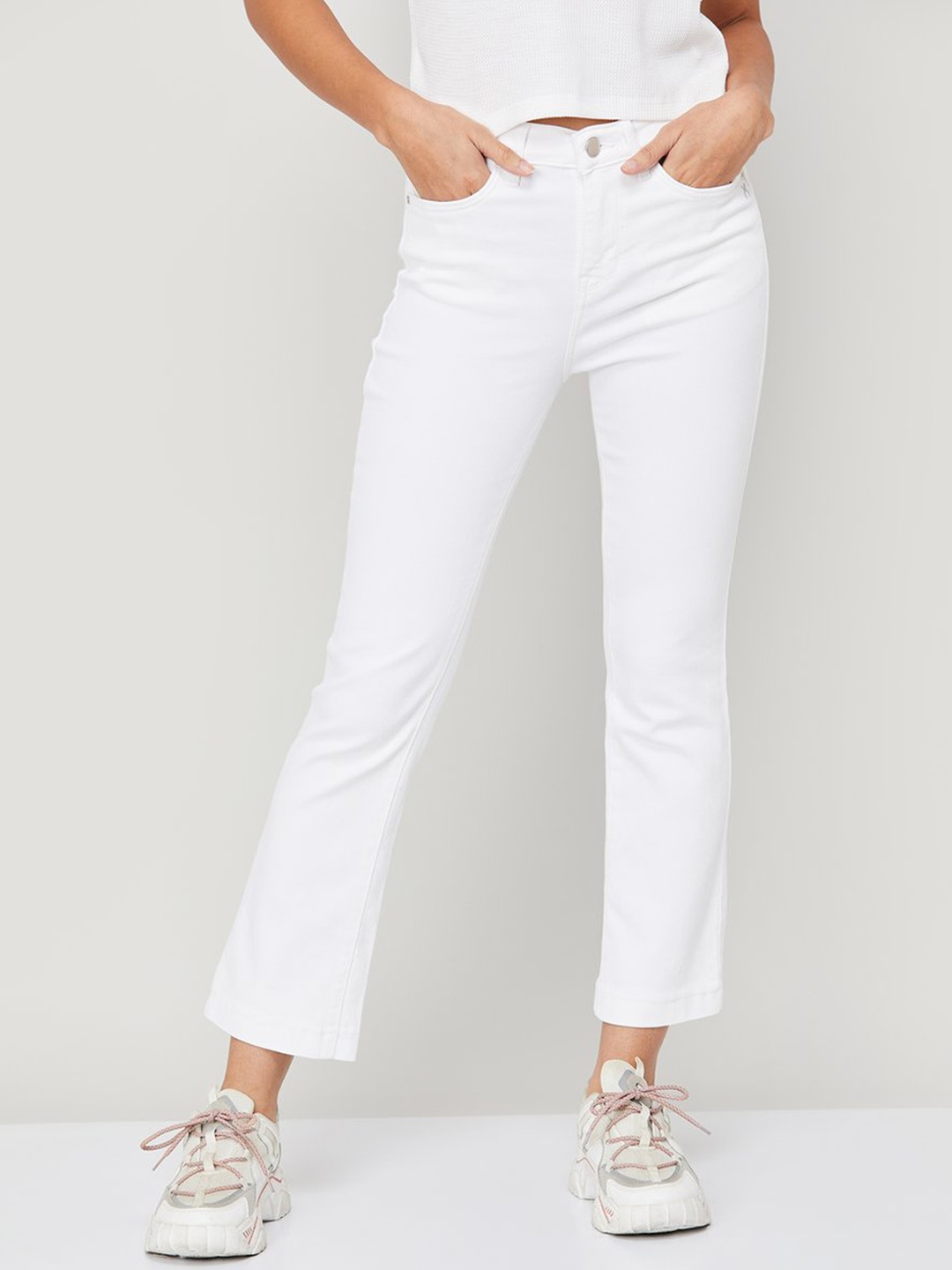 

Xpose Women Comfort Bootcut High-Rise Stretchable Jeans, White