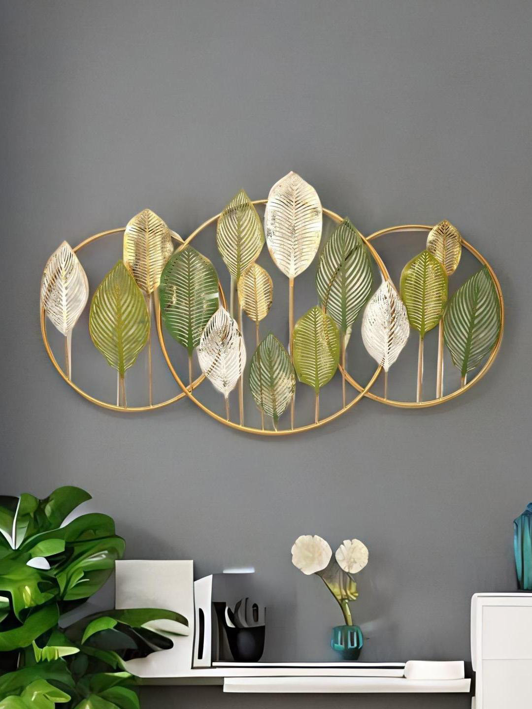 

Athome by Nilkamal Green & Gold Metal Aspen Wall Decor