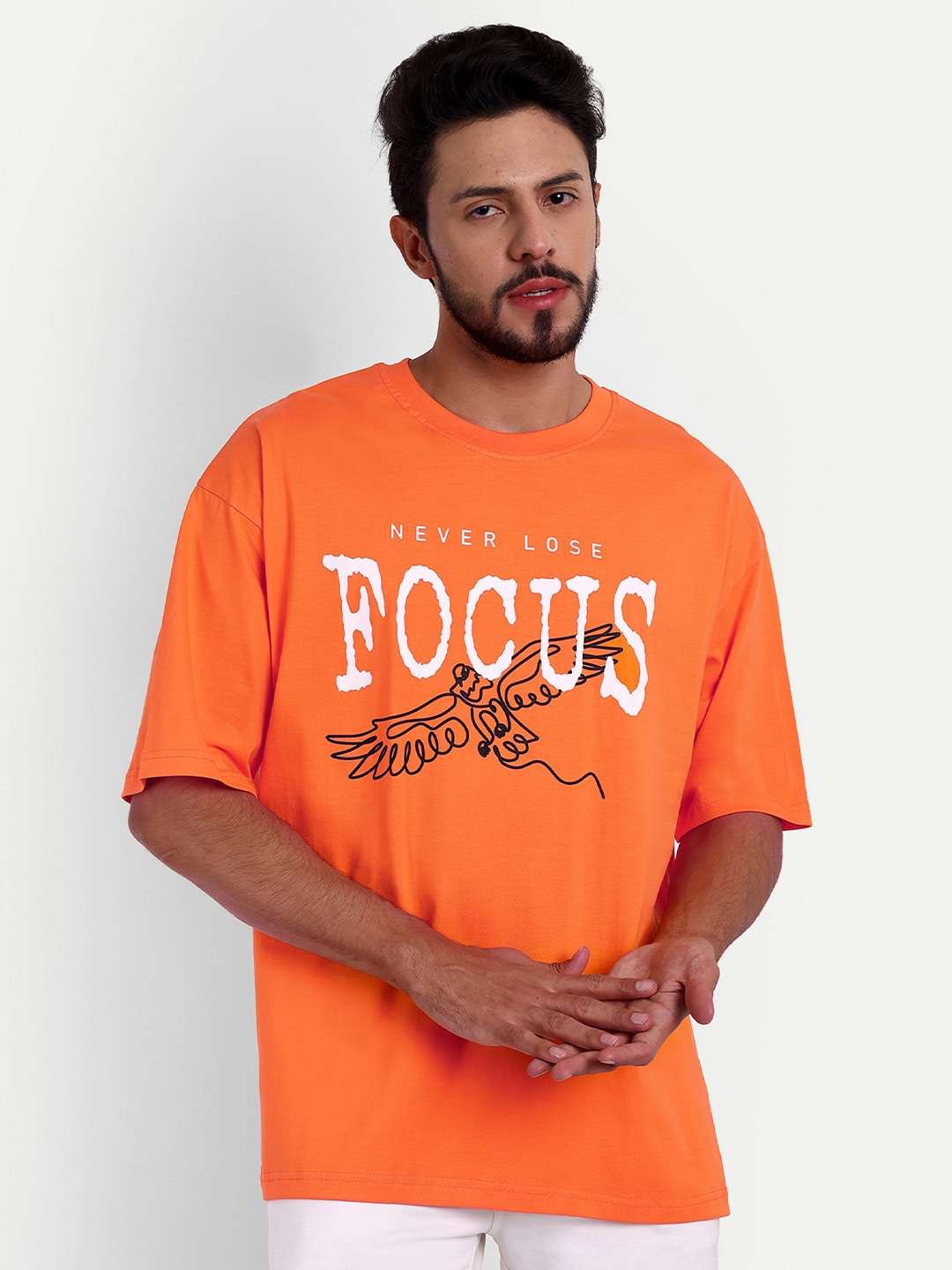 

Bloopers Store Typography Printed Oversized T-Shirt, Orange