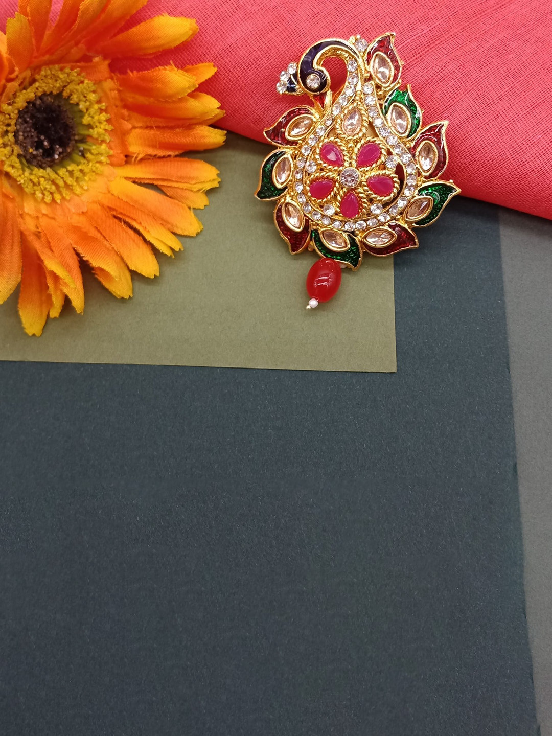 

AASHISH IMITATION Meenakari Peacock Sareepin, Multi