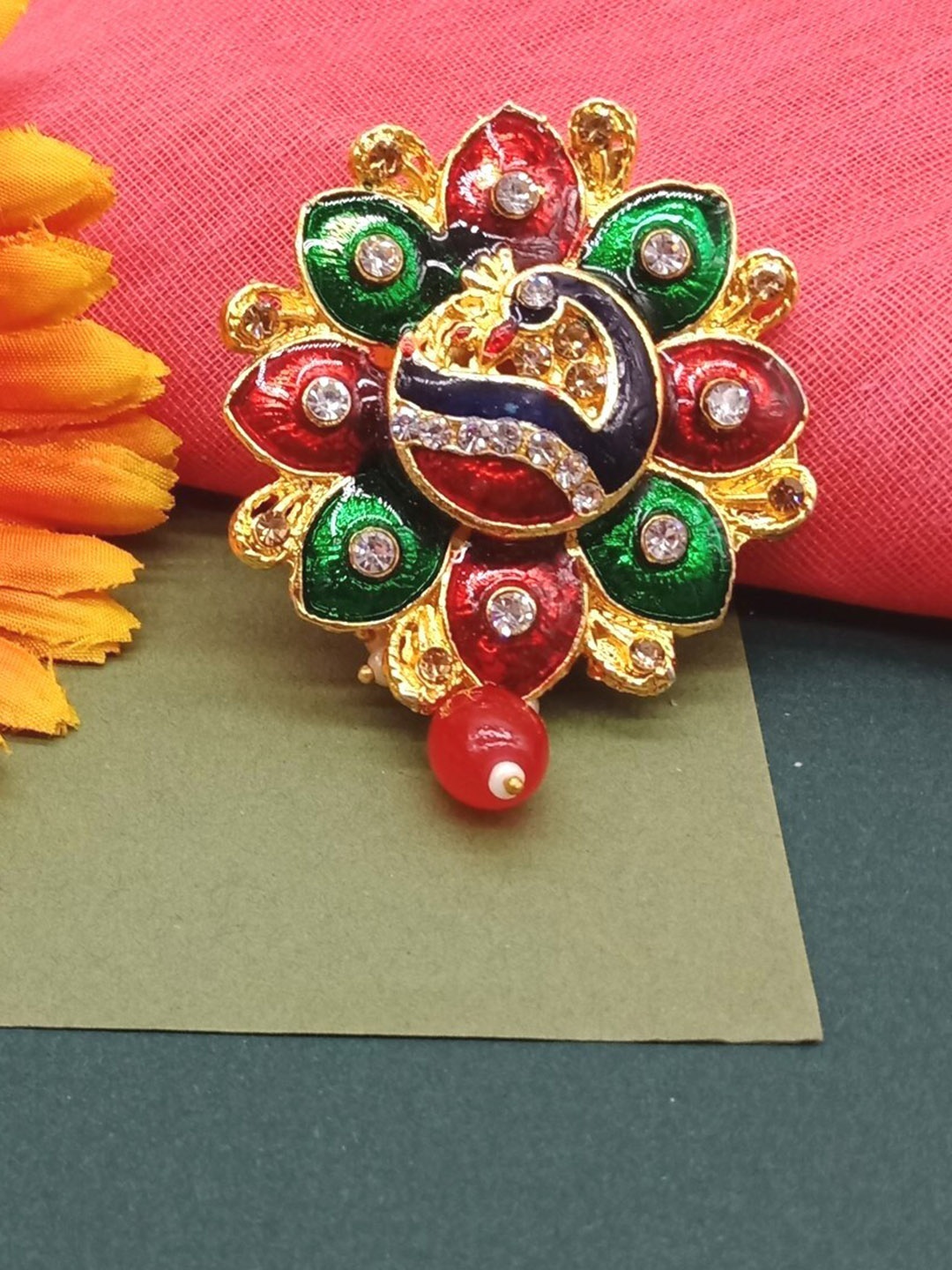 

AASHISH IMITATION Meenakari Peacock Sareepin, Multi