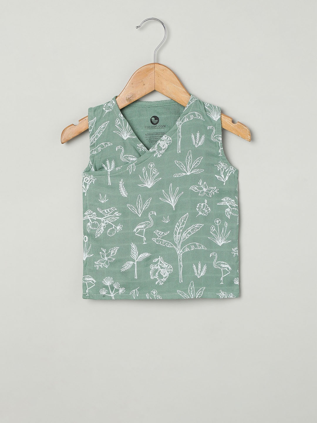 

cocoon care Infant Kids Printed Bamboo Jhabla Vests, Green