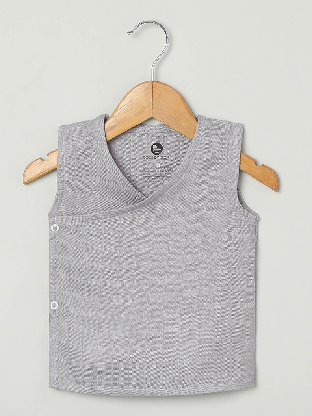 

cocoon care Infants Checked Basic Vests, Grey