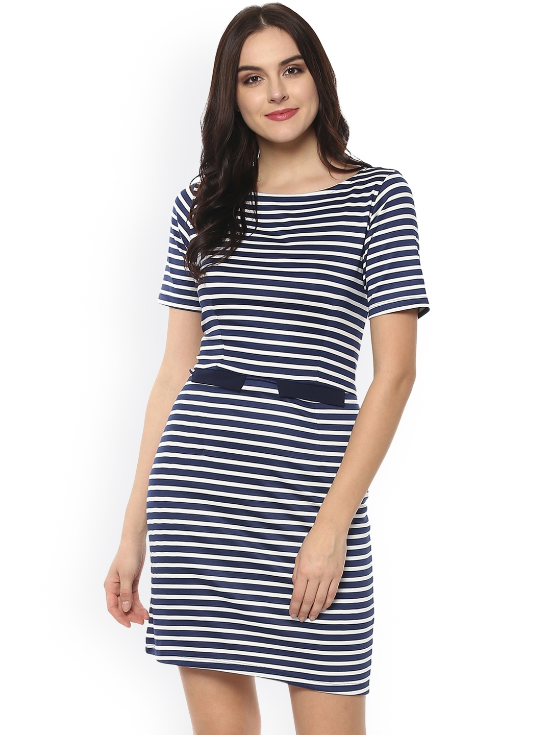 

Zima Leto Women Navy Blue Printed Sheath Dress