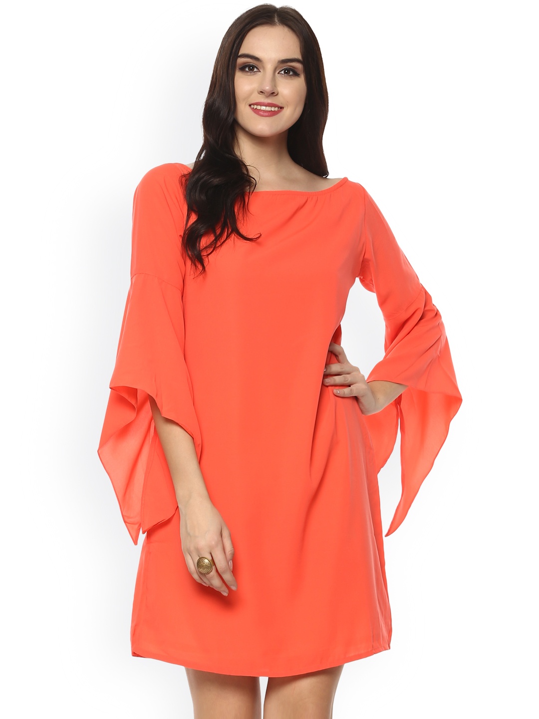 

Zima Leto Women Orange Solid A-Line Dress