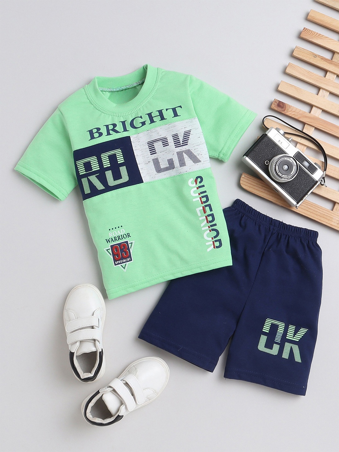 

BAESD Boys Printed Pure Cotton T-Shirt With Shorts, Green