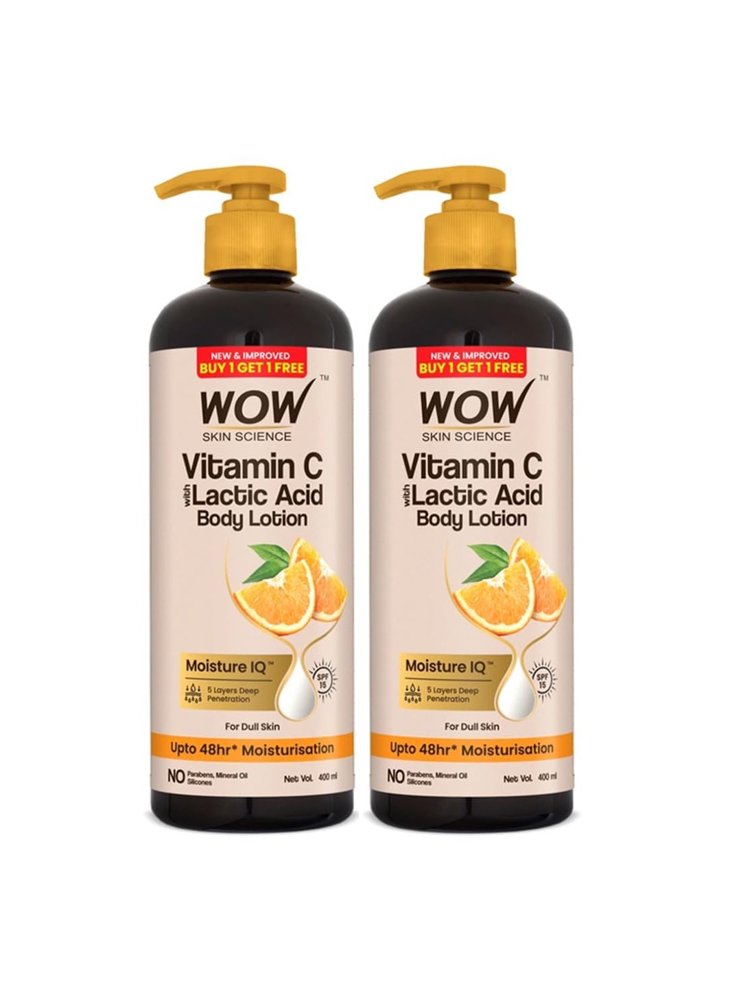 

WOW SKIN SCIENCE Vitamin C Body Lotion - Buy 1 Get 1 Free - 400ml Each, Brown