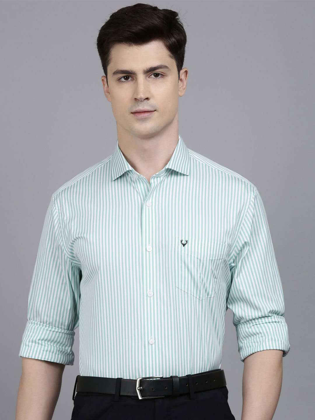 

Allen Solly Slim Fit Striped Pure Cotton Formal Shirt, Blue