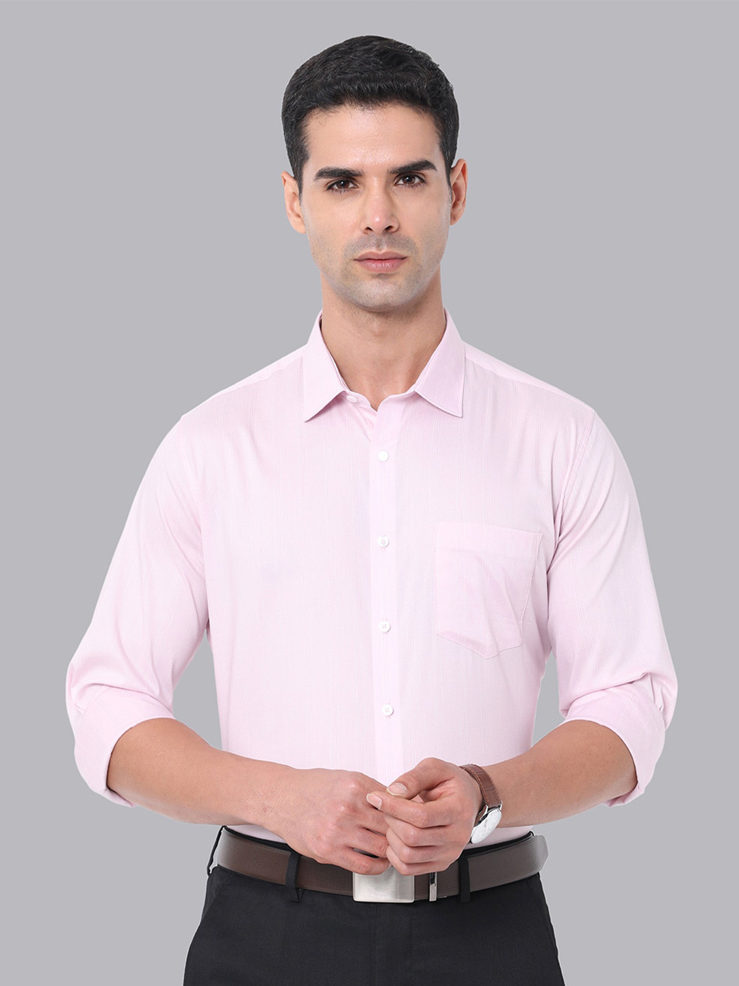 

Van Heusen Slim Fit Micro Checked Formal Shirt, Pink