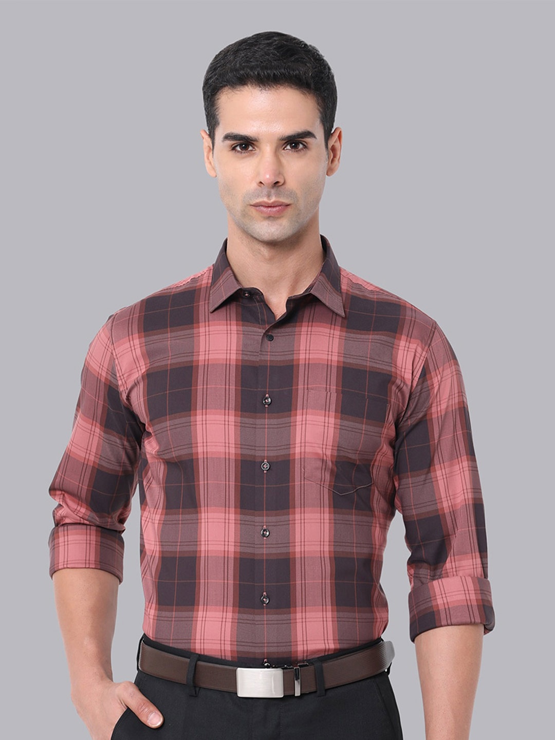 

Van Heusen Slim Fit Tartan Checked Formal Shirt, Maroon