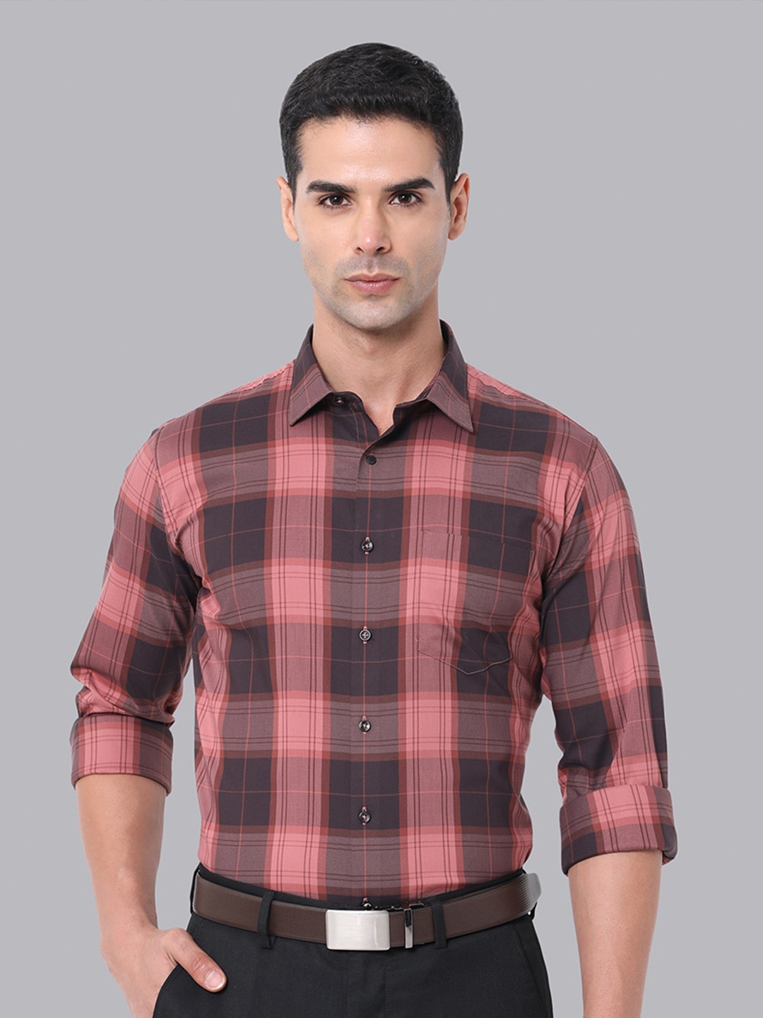 

Van Heusen Slim Fit Tartan Checked Formal Shirt, Maroon