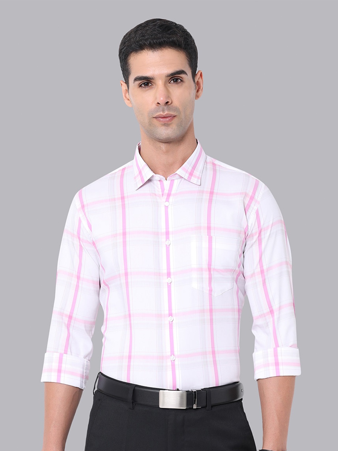 

Van Heusen Slim Fit Windowpane Checked Formal Shirt, White