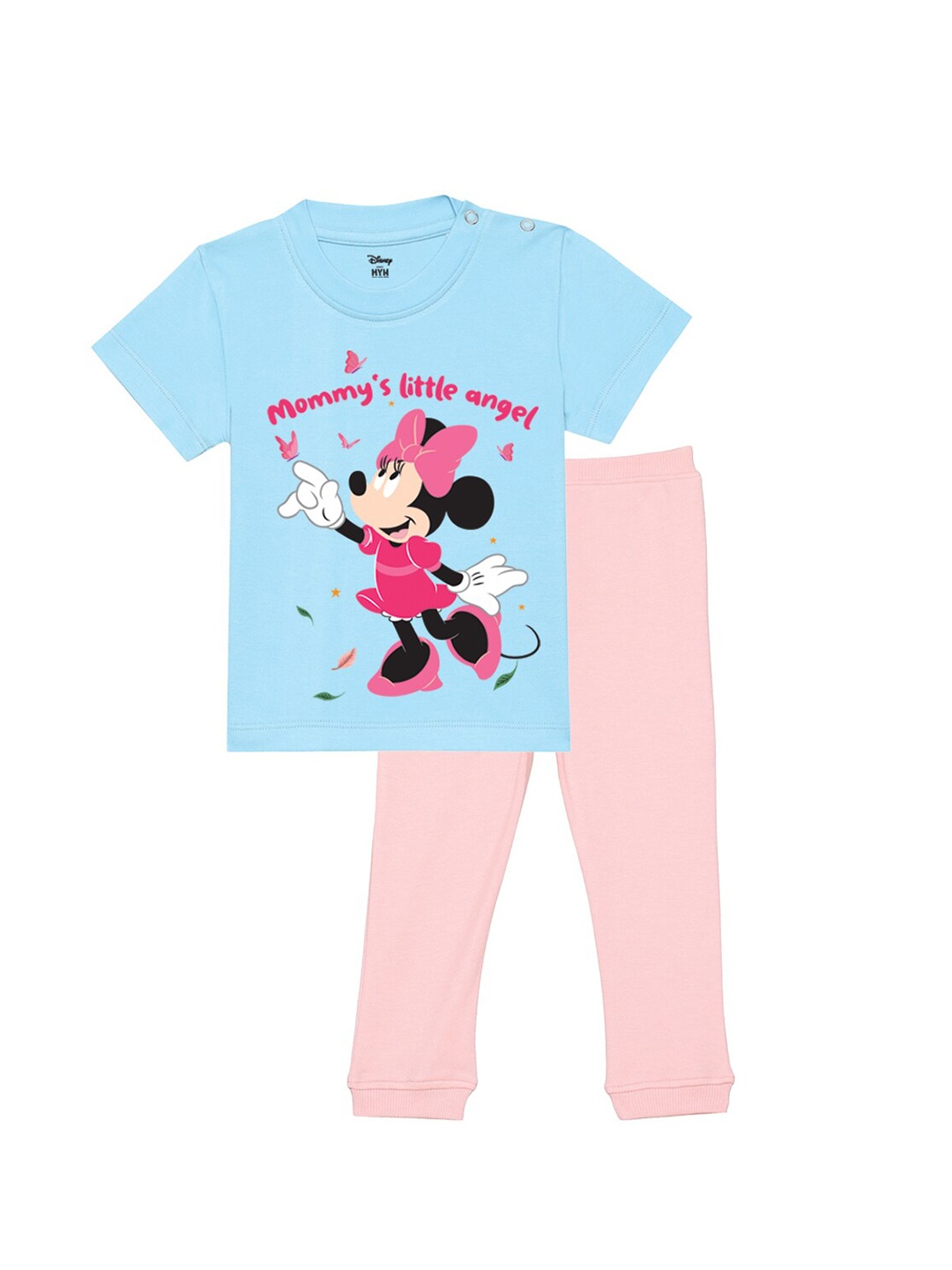 

Wear Your Mind Infants Girls Printed T-shirt with Trousers, Blue