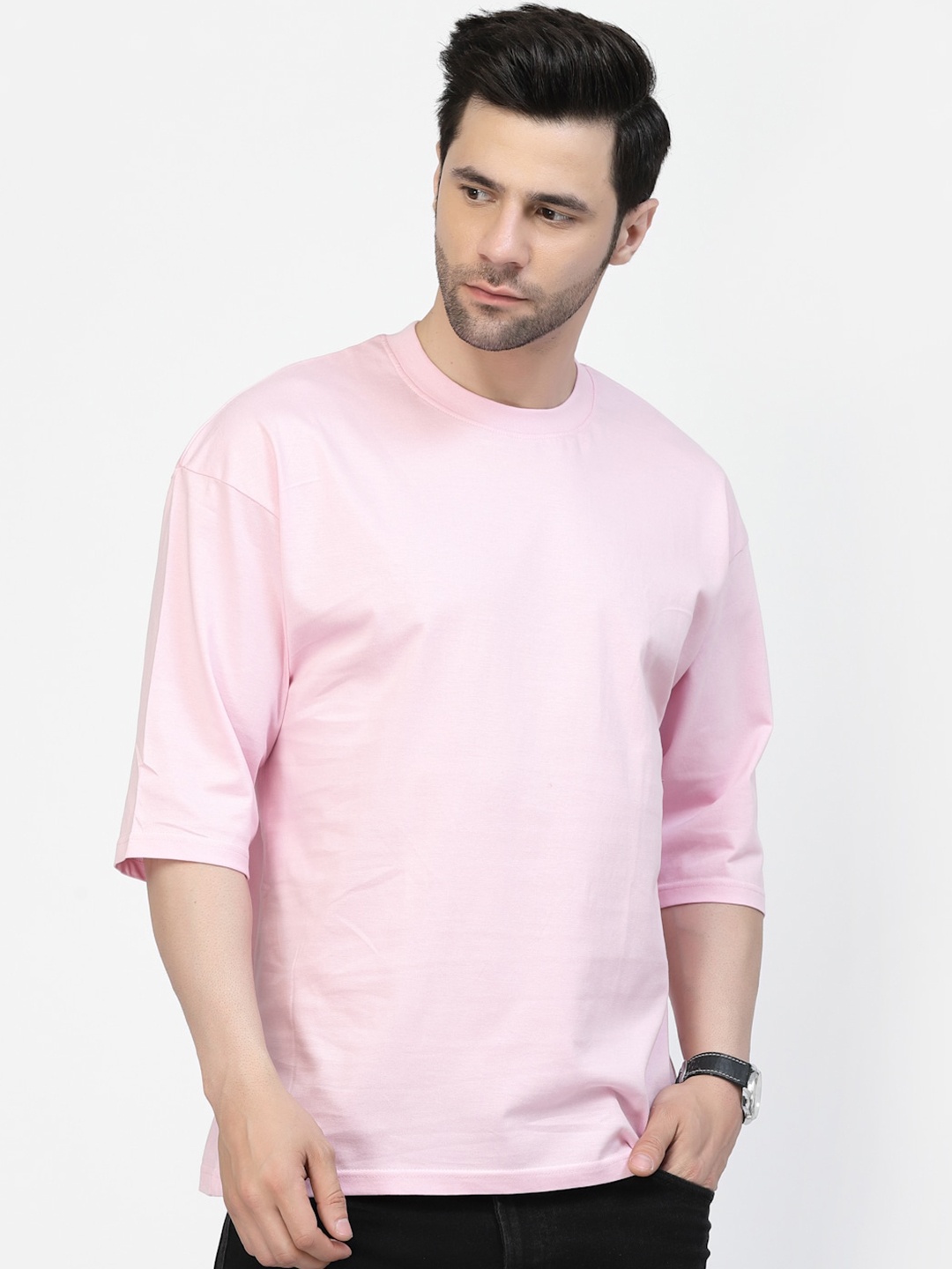 

Gavin Paris Drop-Shoulder Sleeves Pure Cotton T-Shirt, Pink