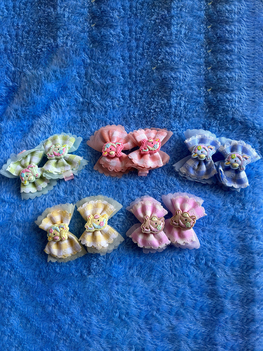 

LYTIX Girls Set Of 10 Embellished Bow Design Tic Tac Hair Clip, Sea green