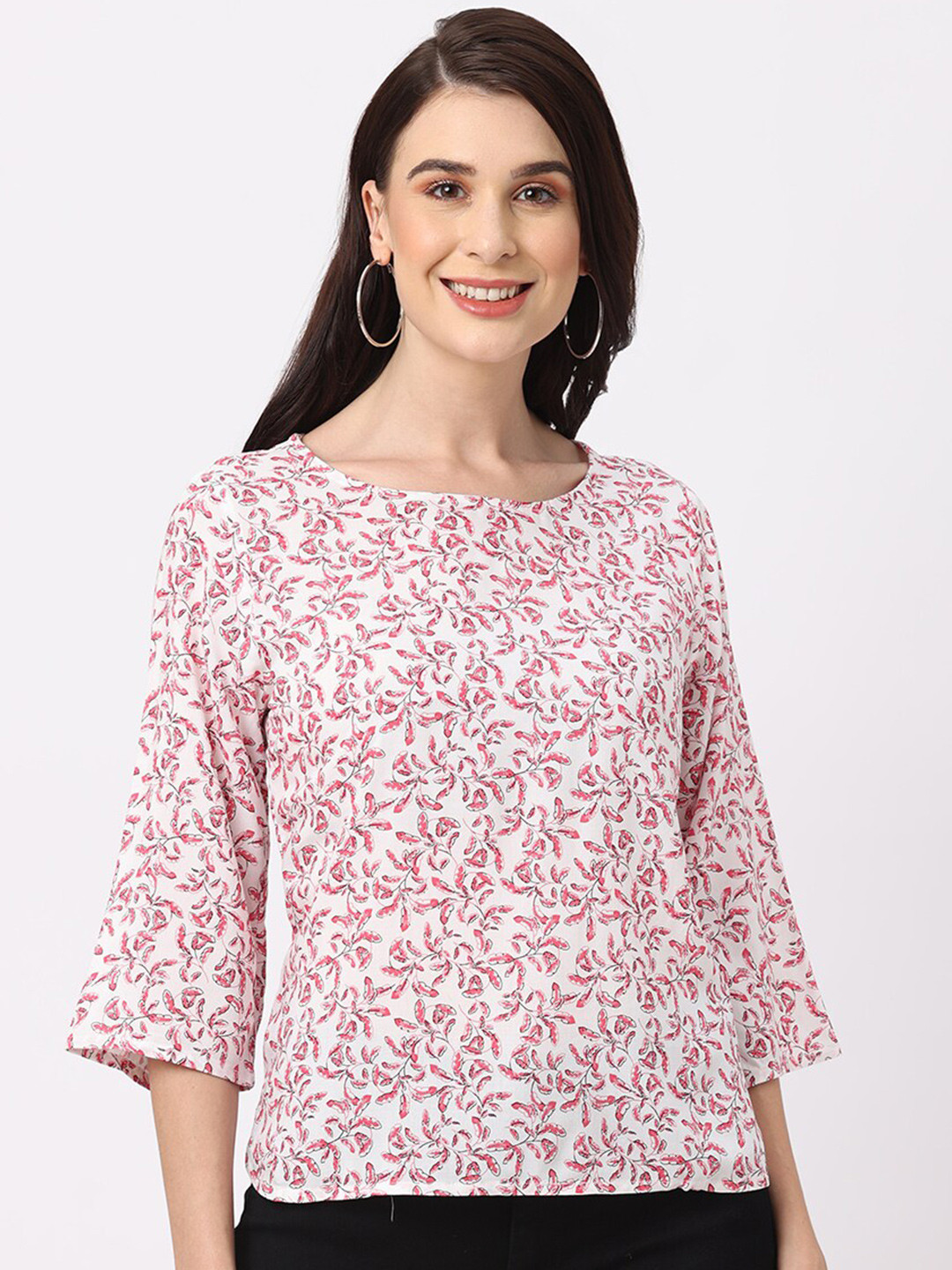 

109F Pink Floral Printed Top