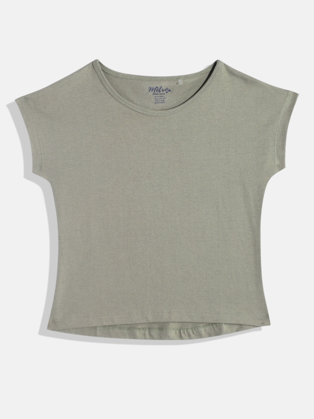 

METRO KIDS COMPANY Girls Solid Regular Crop Top, Olive