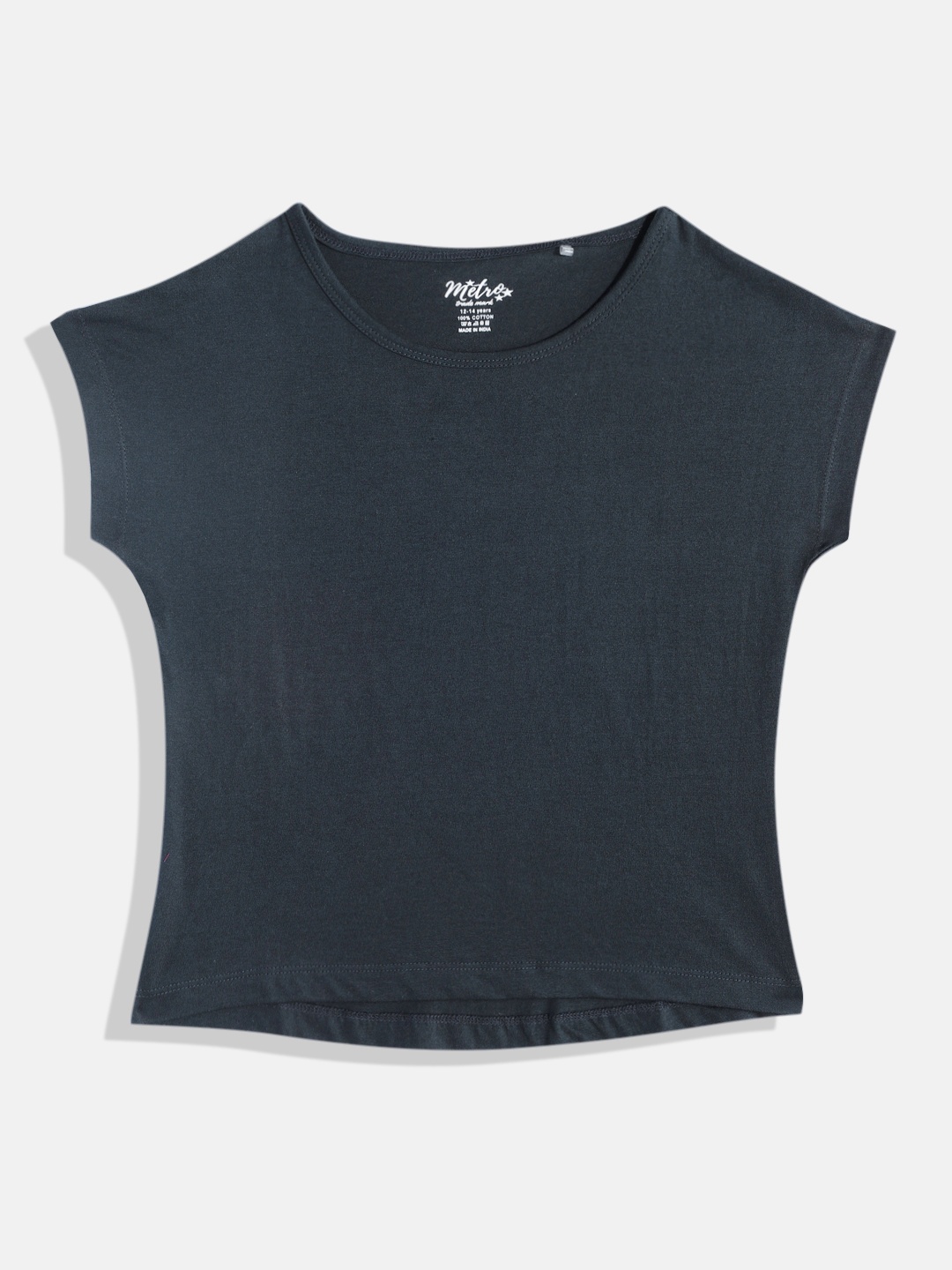 

METRO KIDS COMPANY Girls Solid Regular Crop Top, Navy blue