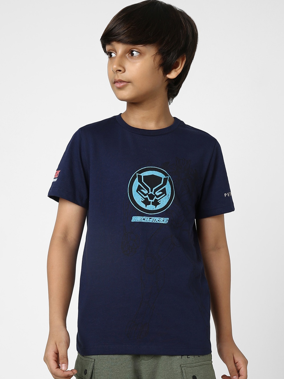 

Peter England Boys Printed Cotton T-shirt, Navy blue