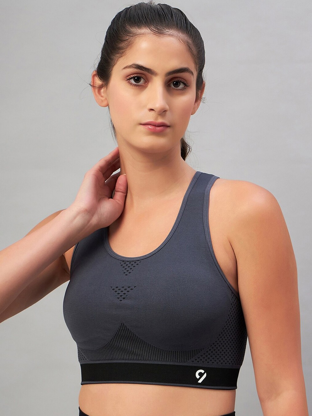 

C9 AIRWEAR Racerback Non-Wired Moisture Wicking Full Coverage Lightly Padded Sports Bra, Grey