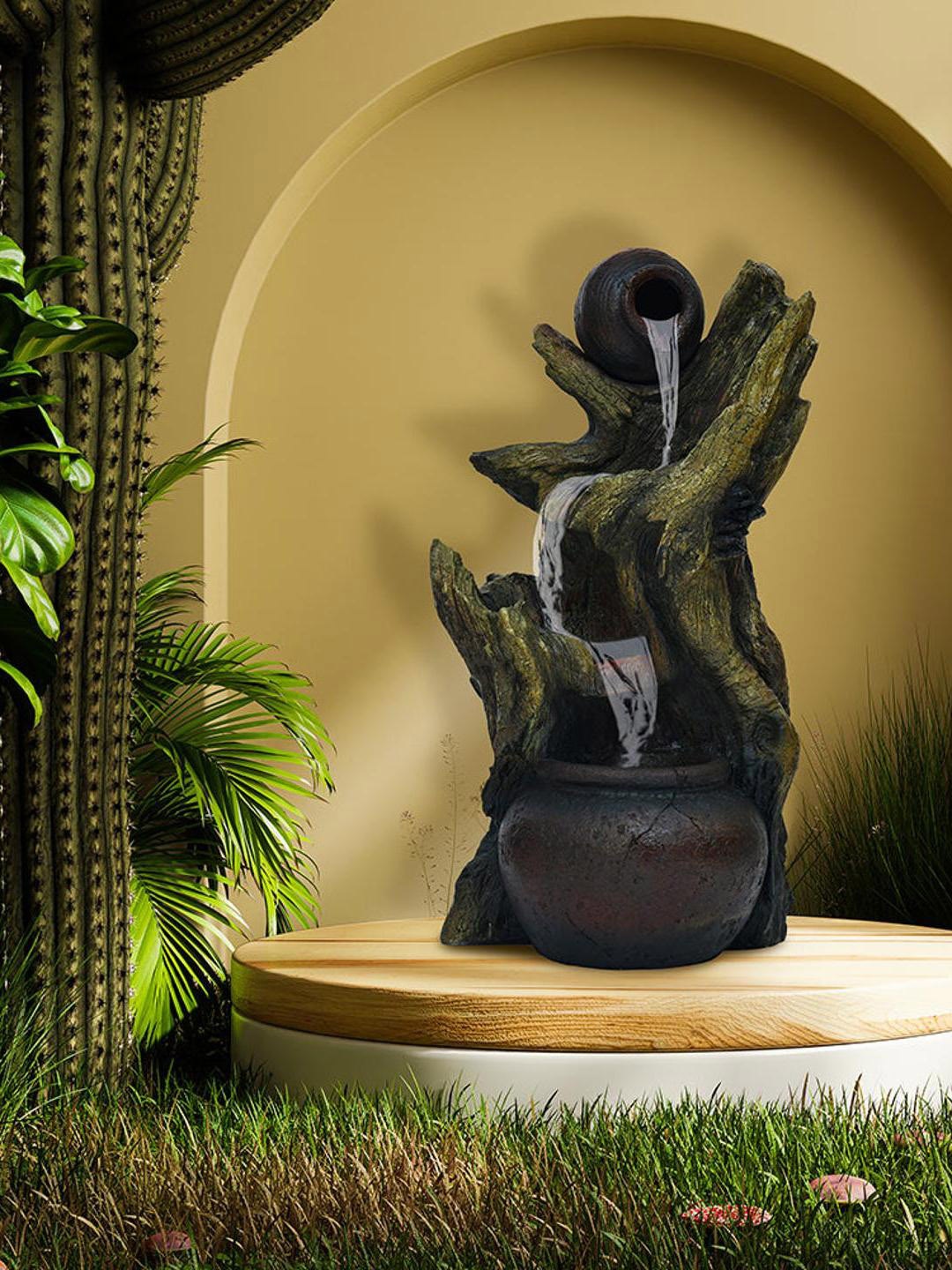 

Athome by Nilkamal Brown Pot On Tree Trunk Decorative Water Fountain