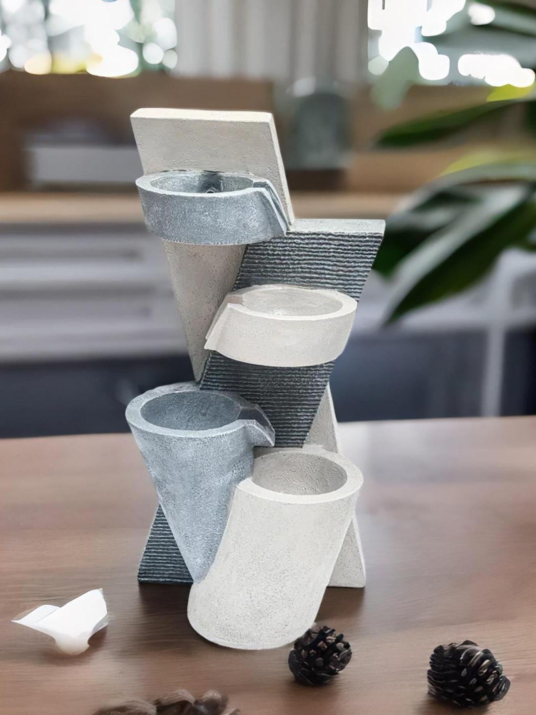 

Athome by Nilkamal Grey Colourblocked Alternate Steps Design Decorative Water Fountain