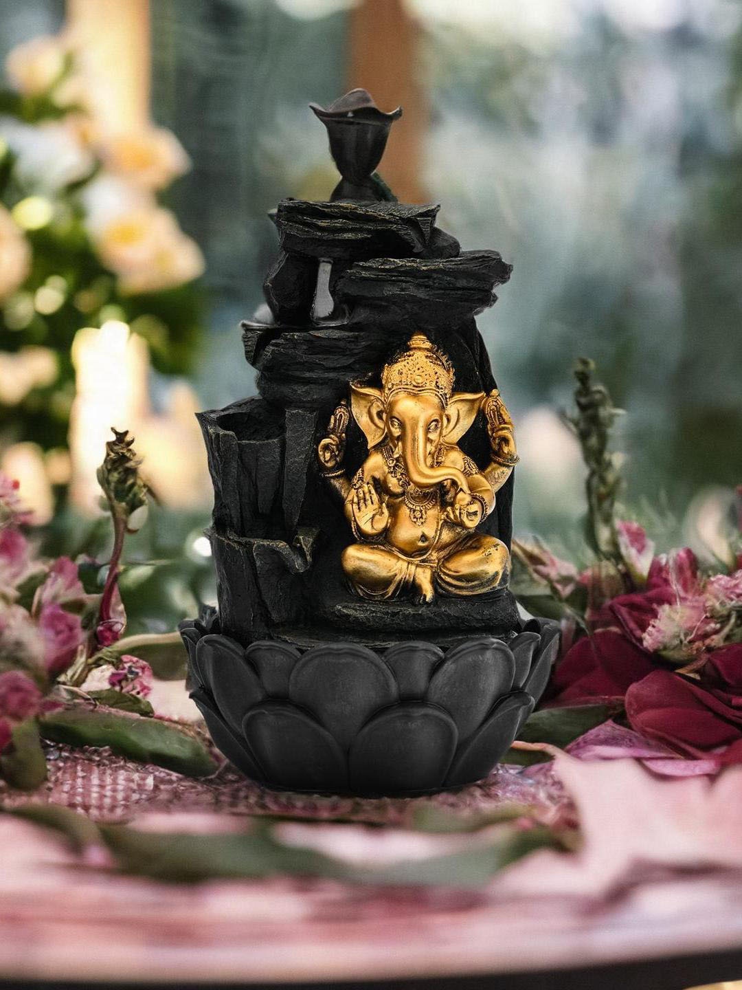 

Athome by Nilkamal Black Textured Ganesha Mudra Water Fountain