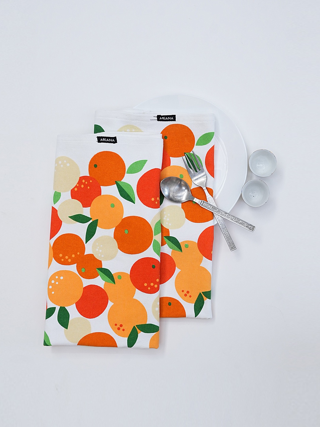 

Ariana White and Orange 2 Pieces Printed Cotton Kitchen Towels