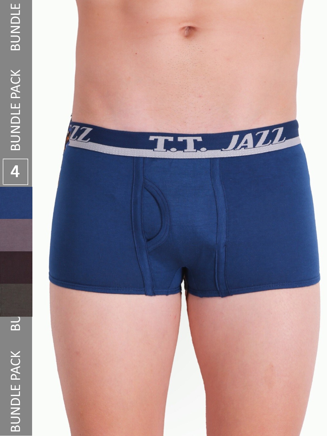 

T.T. Men Pack Of 4 Jazz Mini Pure Cotton Trunks JAZ_MINI_PO4_MIX2_80, Assorted