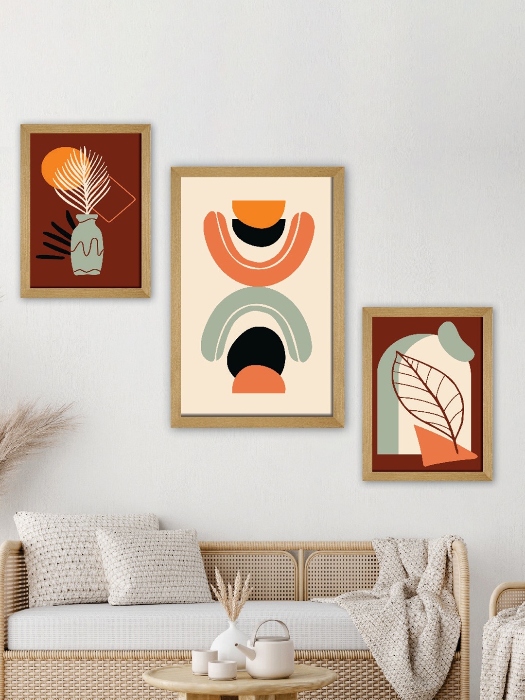 

SAF Brown 3 Pieces Modern Painting Wall Arts