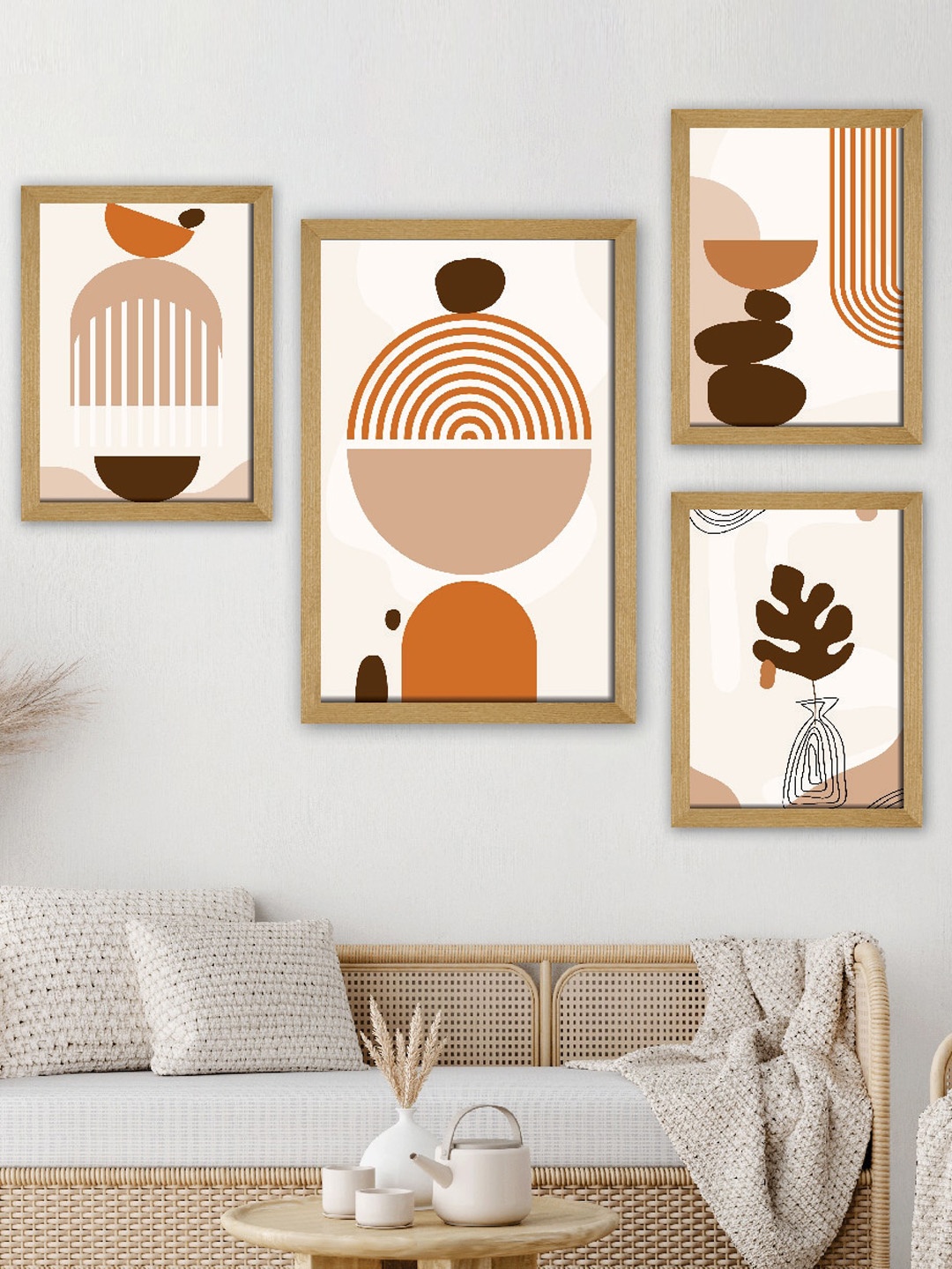 

SAF Orange & Brown 4 Pieces Modern Printed Framed Wall Art