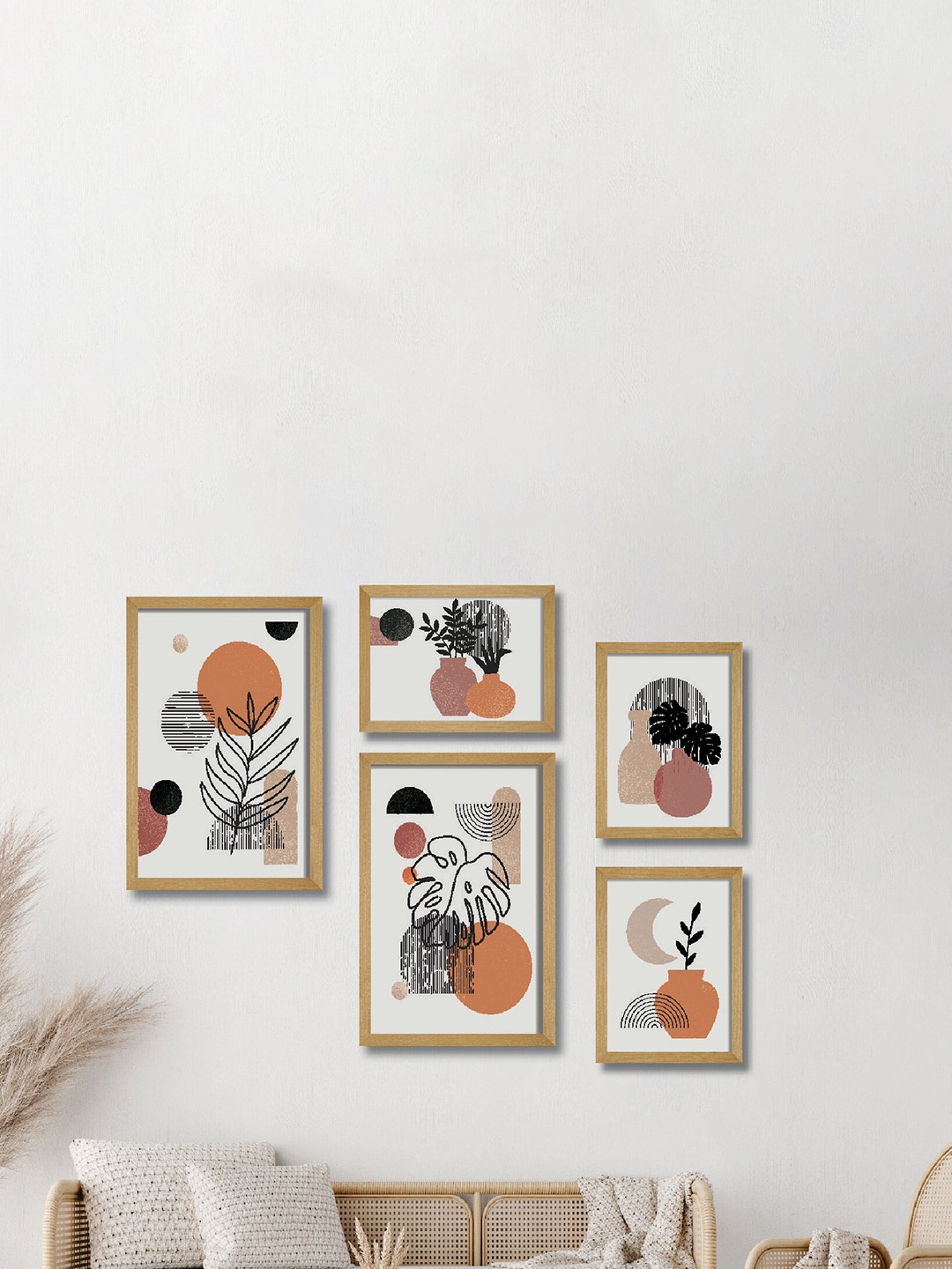 

SAF Black & White 5-Pieces Abstract Painting Wall Arts